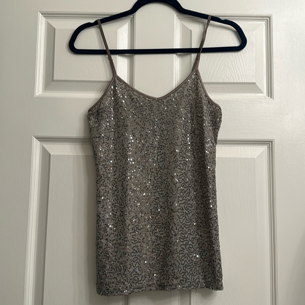 Sparkle sequin silver tank top- small